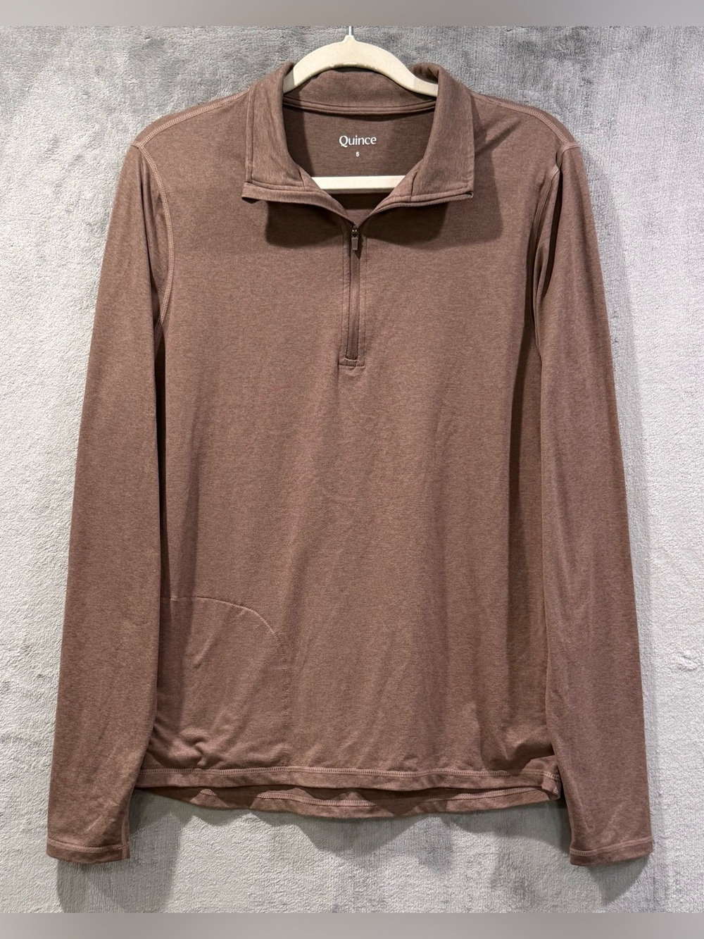 Quince Flowknit Performance Brown Half-Zip Pullover Long Sleeve Mens Size S